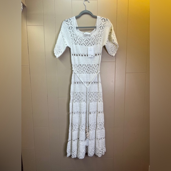 Zimmermann Cassia Open Weave Crochet Midi Dress Size 8 NWT Ivory - Picture 3 of 10